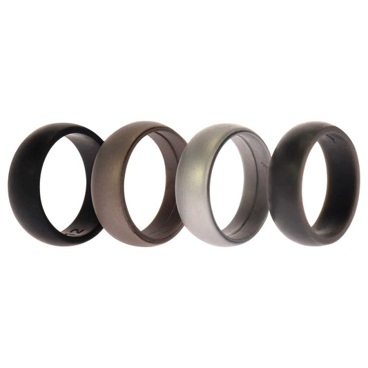 Silicone Wedding Ring Set - Metal-Silver by ROQ for Men - 4 x 12 mm Ring