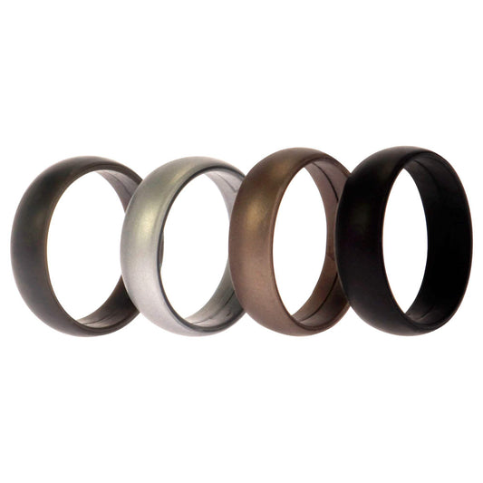 Silicone Wedding Ring Set - Metal-Silver by ROQ for Men - 4 x 16 mm Ring