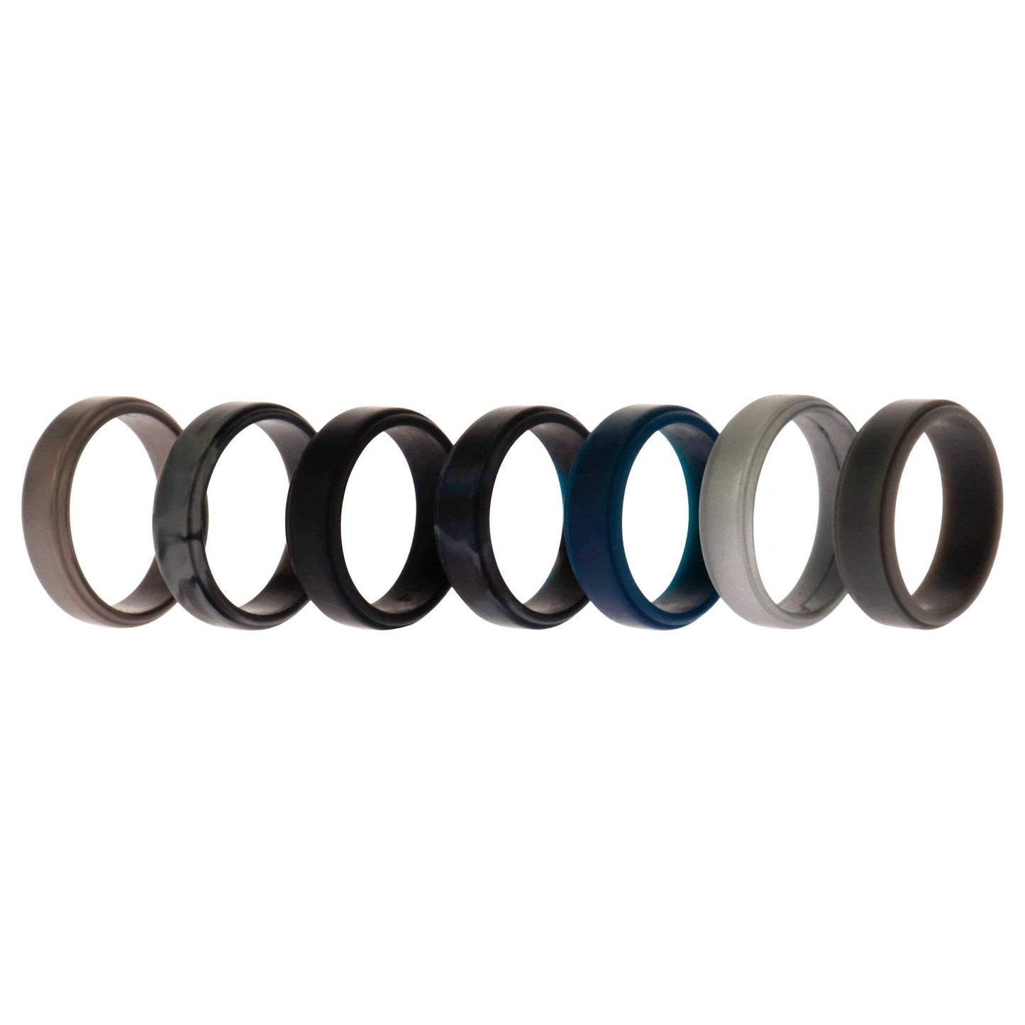 Silicone Wedding Step Ring Set - Metal by ROQ for Men - 7 x 14 mm Ring