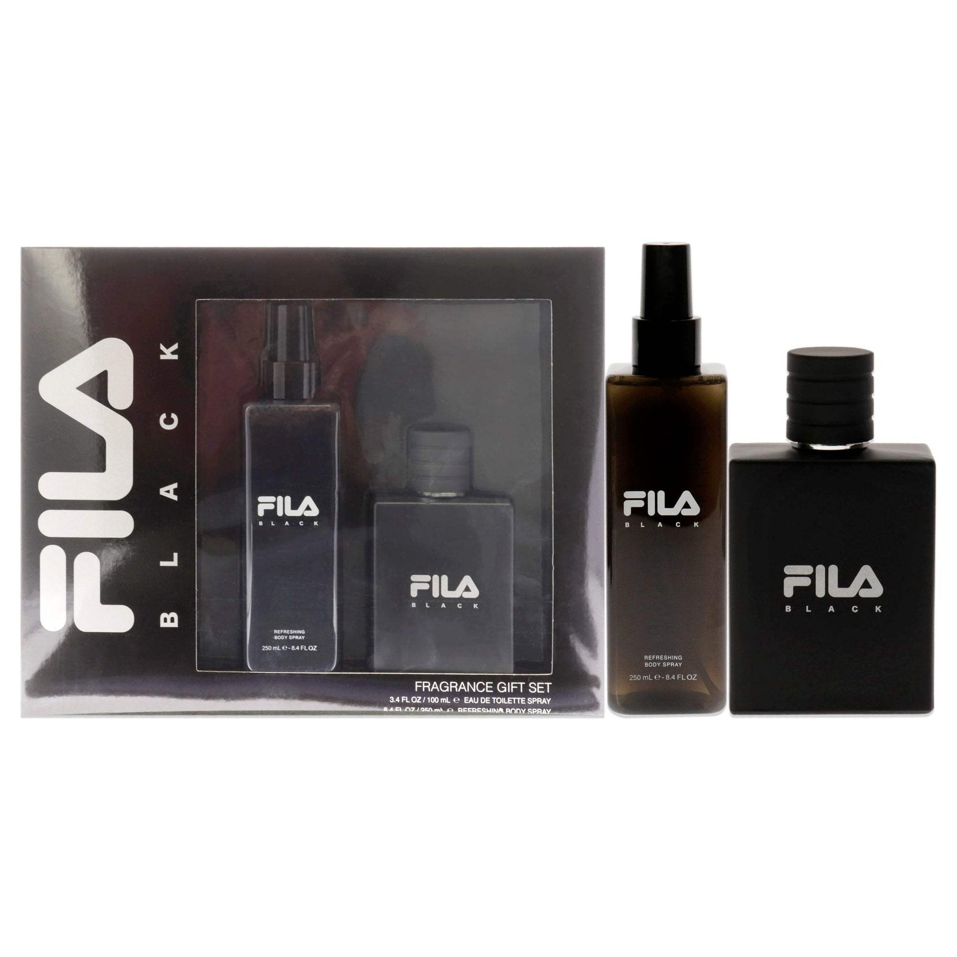 Fila Black by Fila for Men - 2 Pc Gift Set 3.4oz EDT Spray, 8.4oz Body Spray