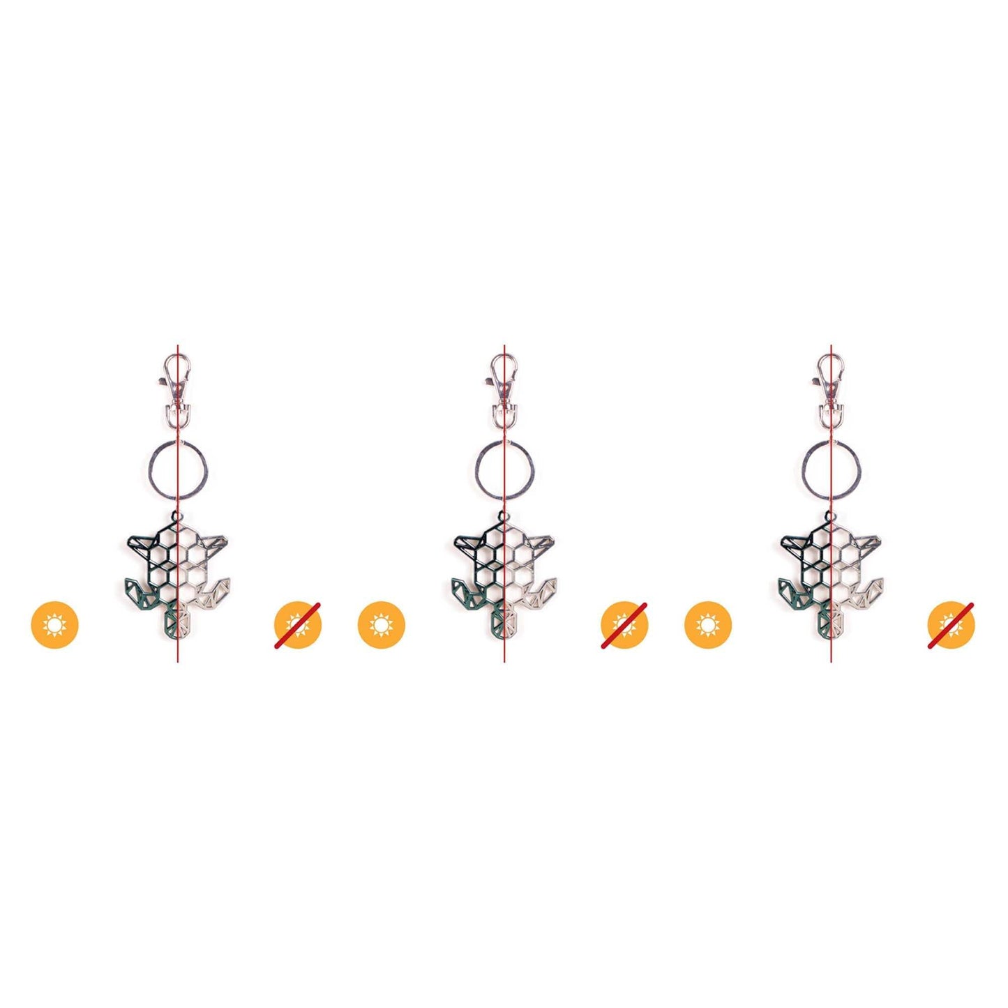 Color-Changing Key Chain Metal Turtle - Green by DelSol for Women - 1 Pc Keychain - Pack of 3