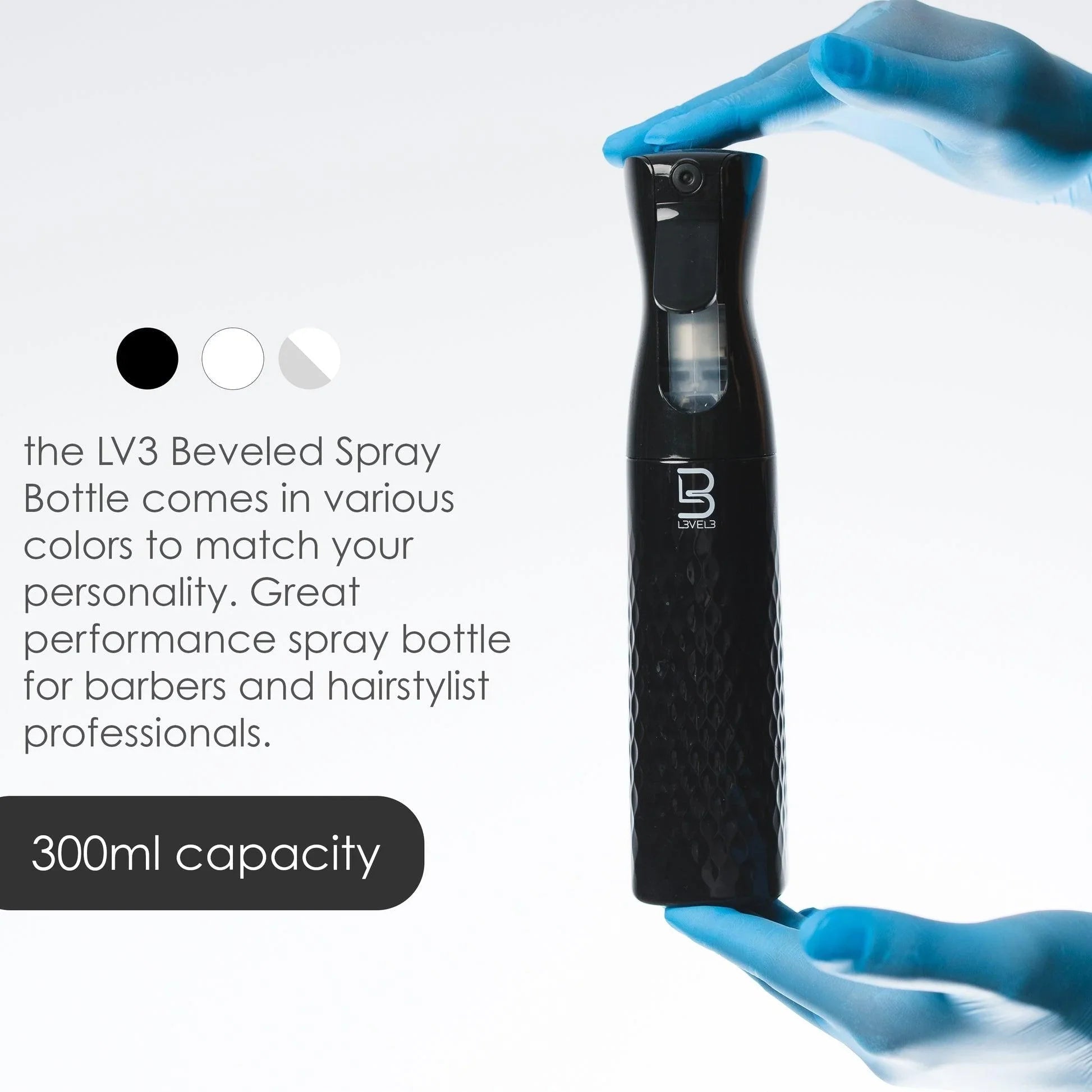 Level3 LV3 - BEVELED SPRAY BOTTLE BLACK - BarberSets