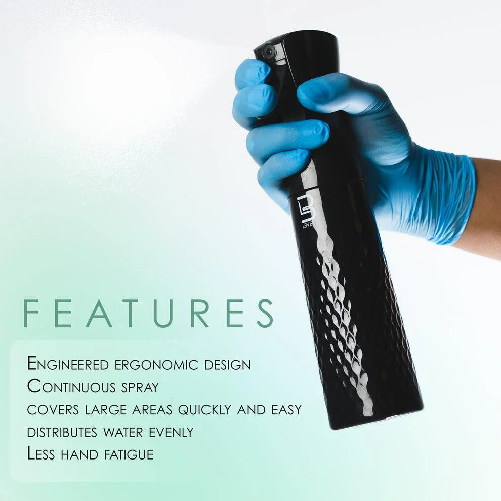 Level3 LV3 - BEVELED SPRAY BOTTLE BLACK - BarberSets