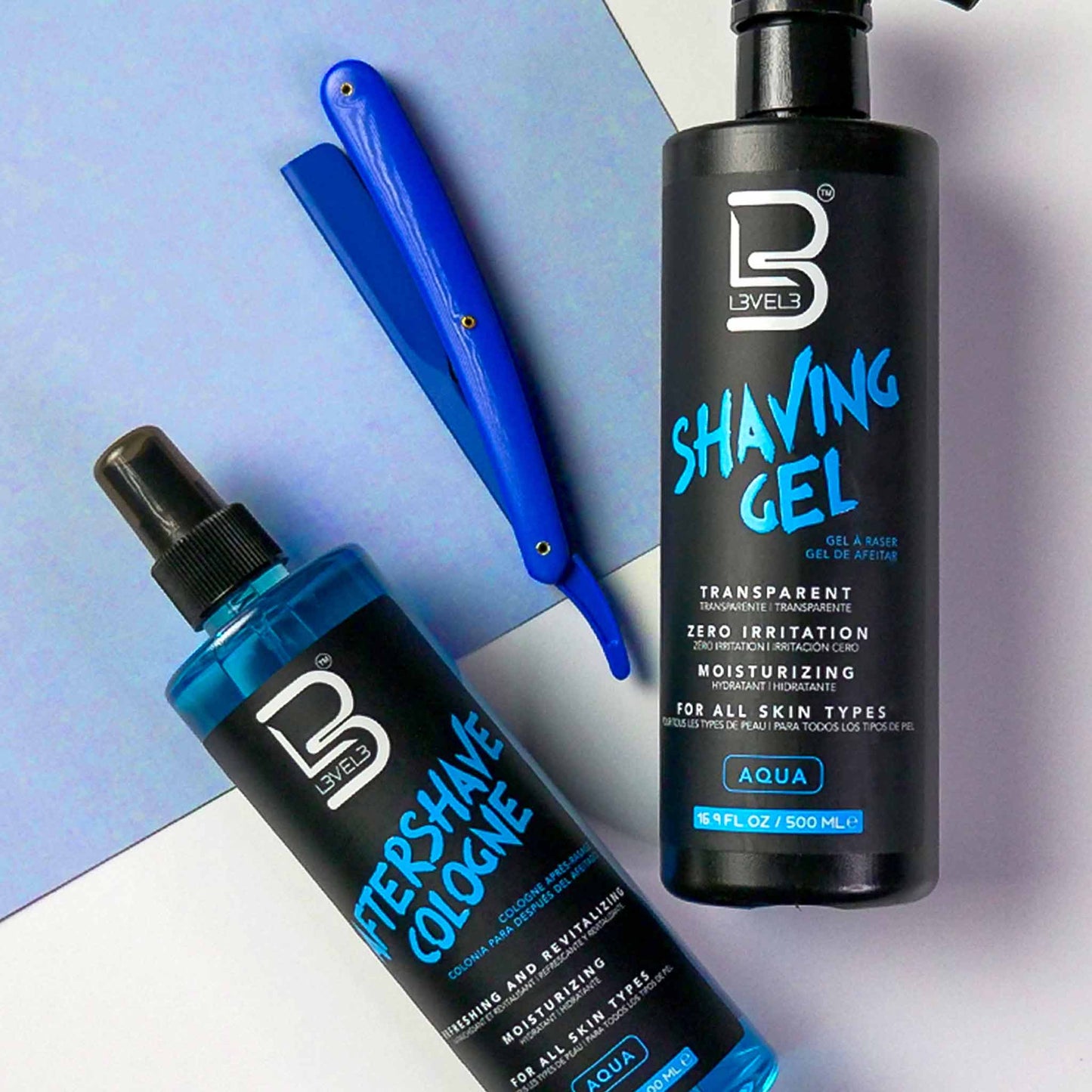L3VEL3 Transparent Aqua Shaving Gel 16.9 oz - Multipack