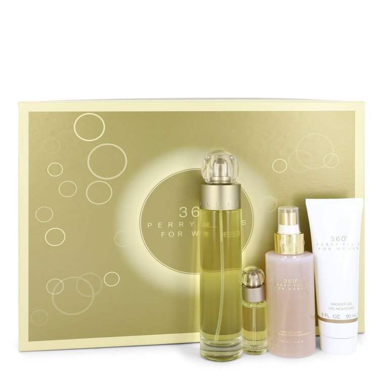 360 by Perry Ellis for Women - 4 Pc Gift Set 3.4oz EDT Spray, 4oz Body Mist Spray, 3oz Shower Gel, 0.25oz EDT Spray
