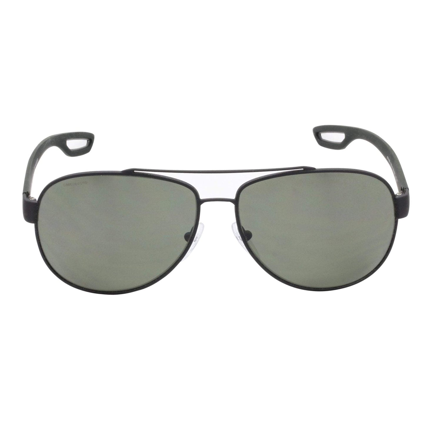 Prada SPS 55Q DG0-5X1 - Black Matte-Green Polarized by Prada for Men - 62-14-140 mm Sunglasses