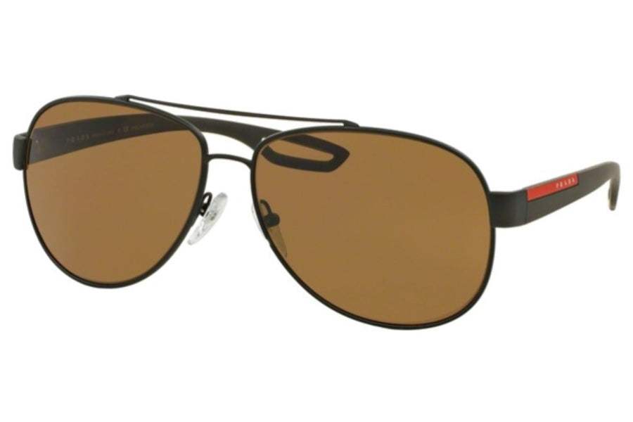 Prada SPS 55Q UEA-5Y1 - Brown Rubber-Brown Polarized by Prada for Men - 59-14-140 mm Sunglasses
