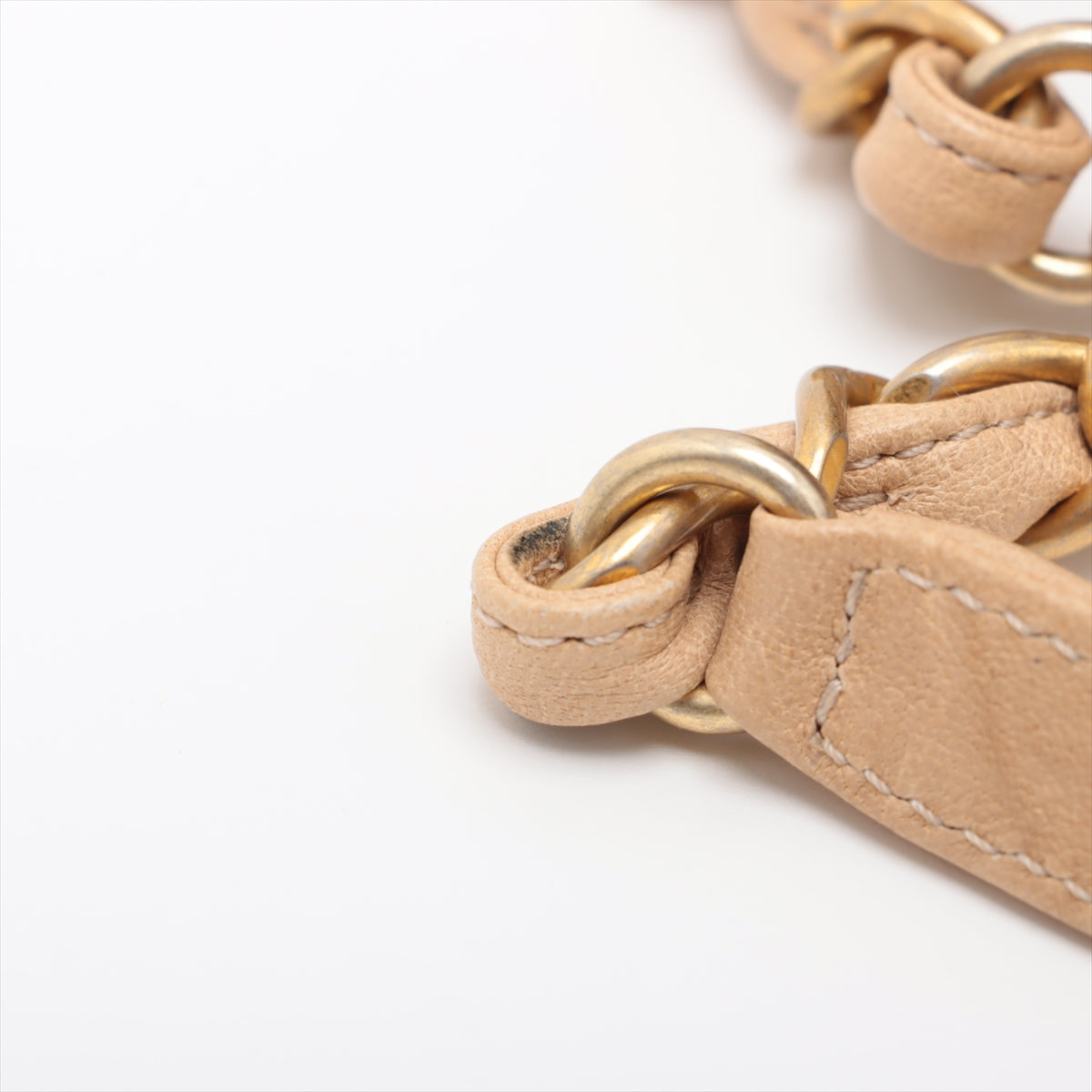 Chanel Chevron Leather Chain Tote Bag Beige