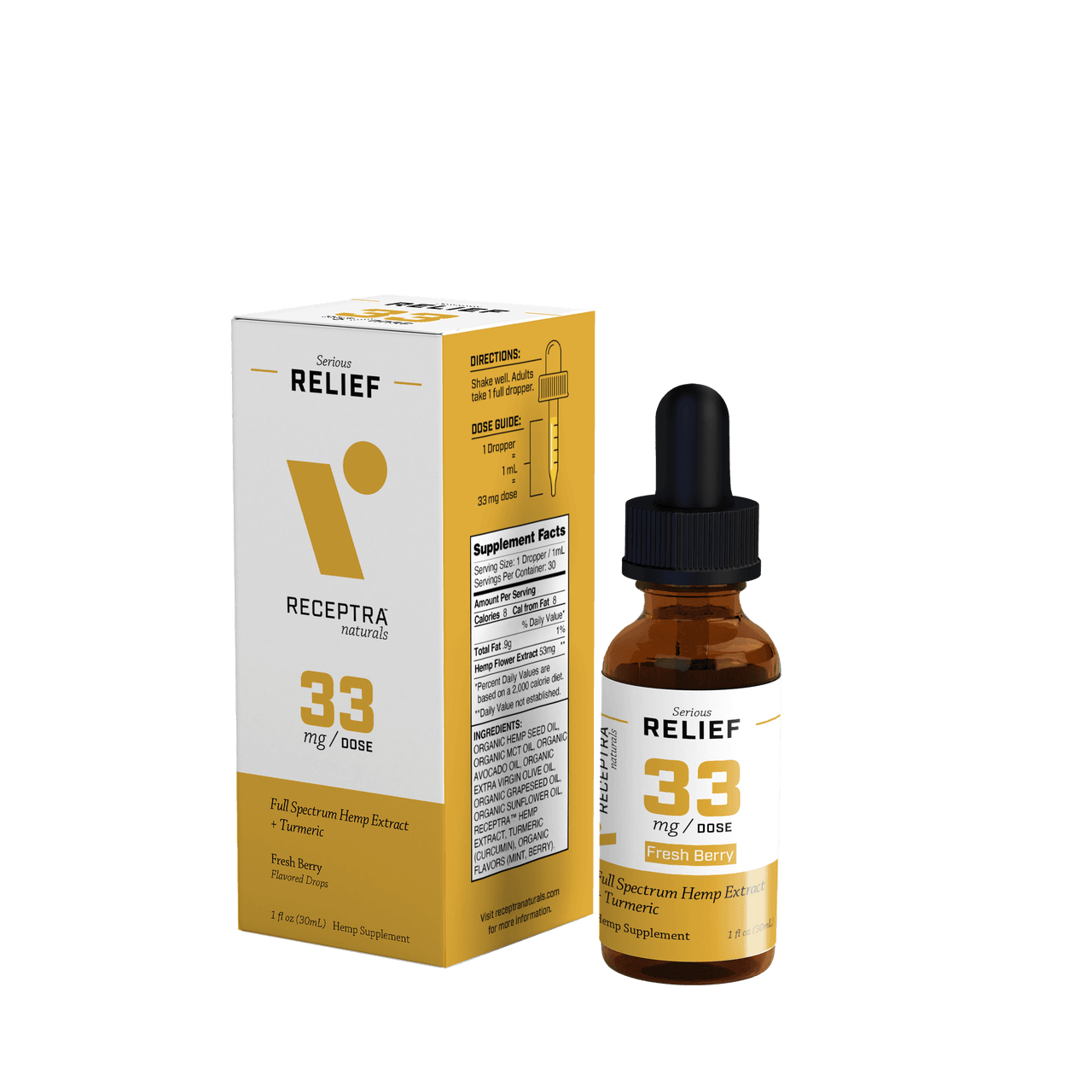 Serious Relief 33mg Dose - Fresh Berry by Receptra Naturals for Unisex - 0.5 oz Tincture