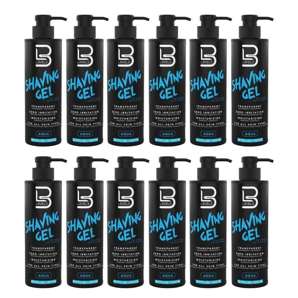 L3VEL3 Transparent Aqua Shaving Gel (6 Pack, 12 Pack) - BarberSets