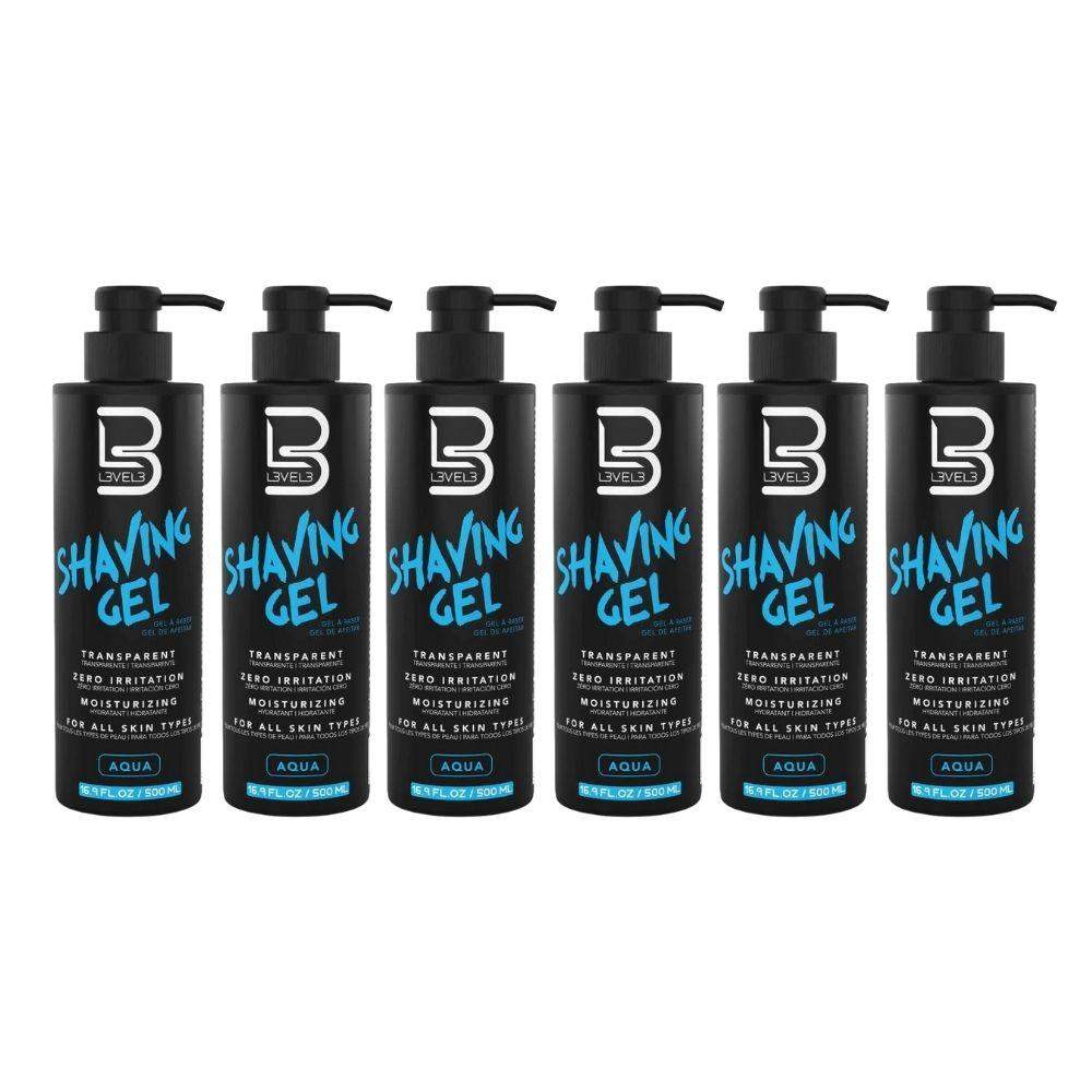 L3VEL3 Transparent Aqua Shaving Gel (6 Pack, 12 Pack) - BarberSets