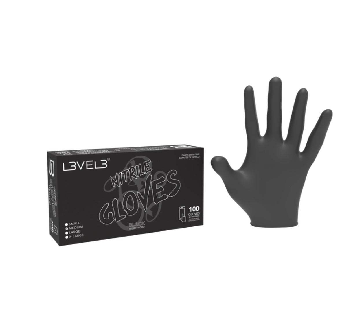 Level 3 Nitrile Gloves (100ct) - Black Large Large