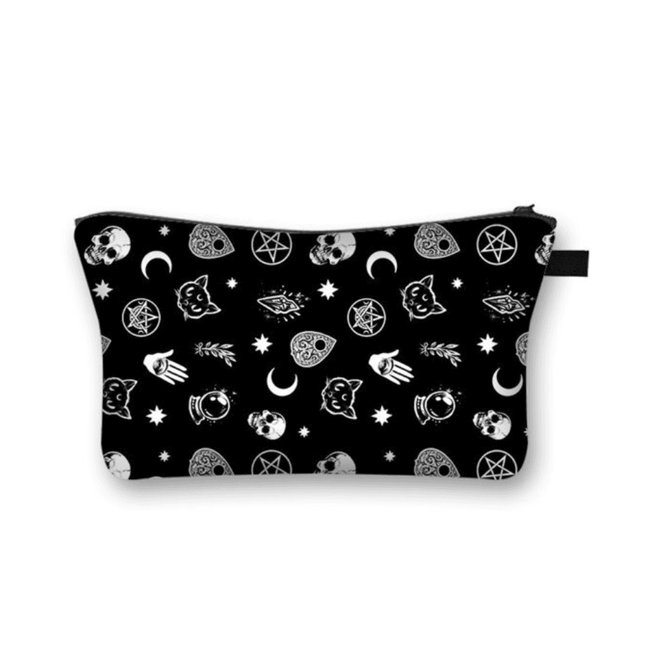 Skull Cat Moon Cosmetic Bag