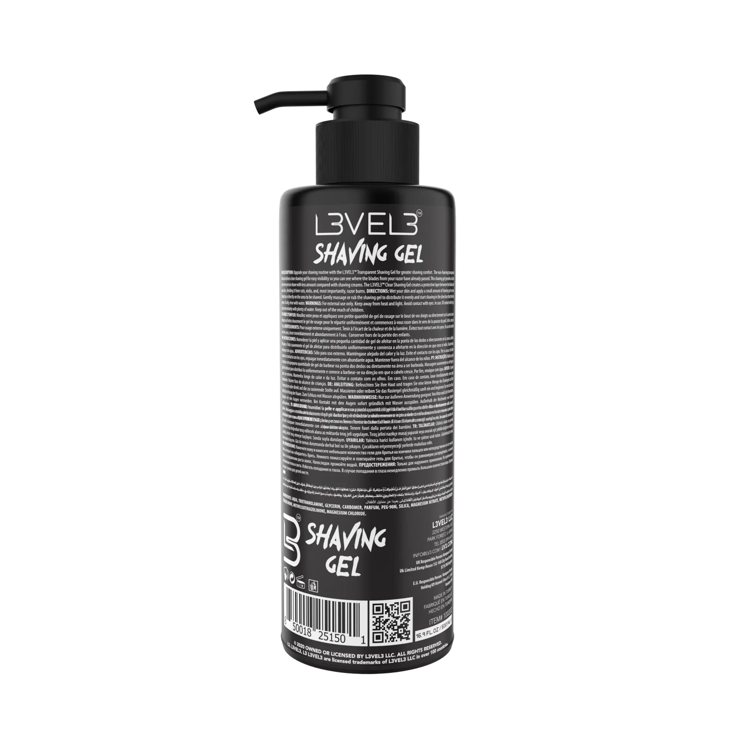 L3VEL3 Shaving Gel Aqua 500ml / 16.9 oz
