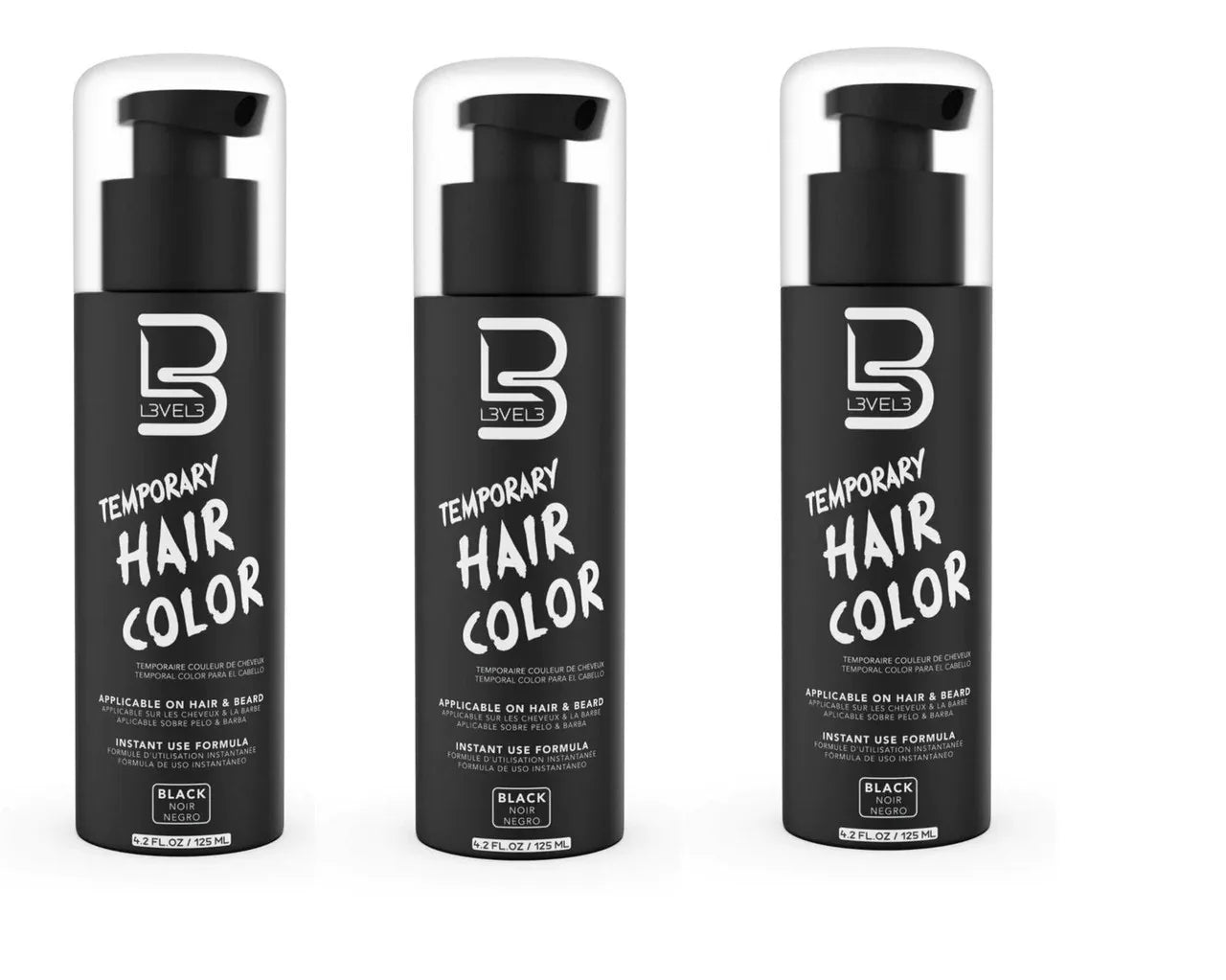 L3VEL3 Hair Color - Black Dye 125ml / 4.2 oz for Hair & Beard