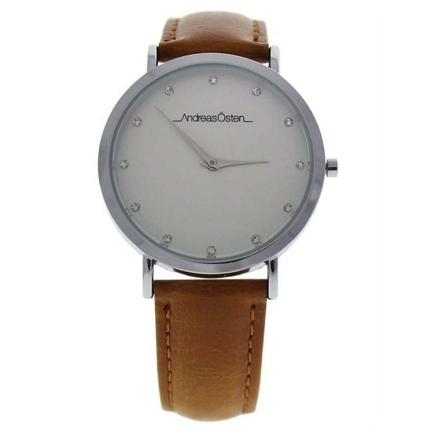 AO-18 Klassisk - Silver/Brown Leather Strap Watch by Andreas Osten for Women - 1 Pc Watch