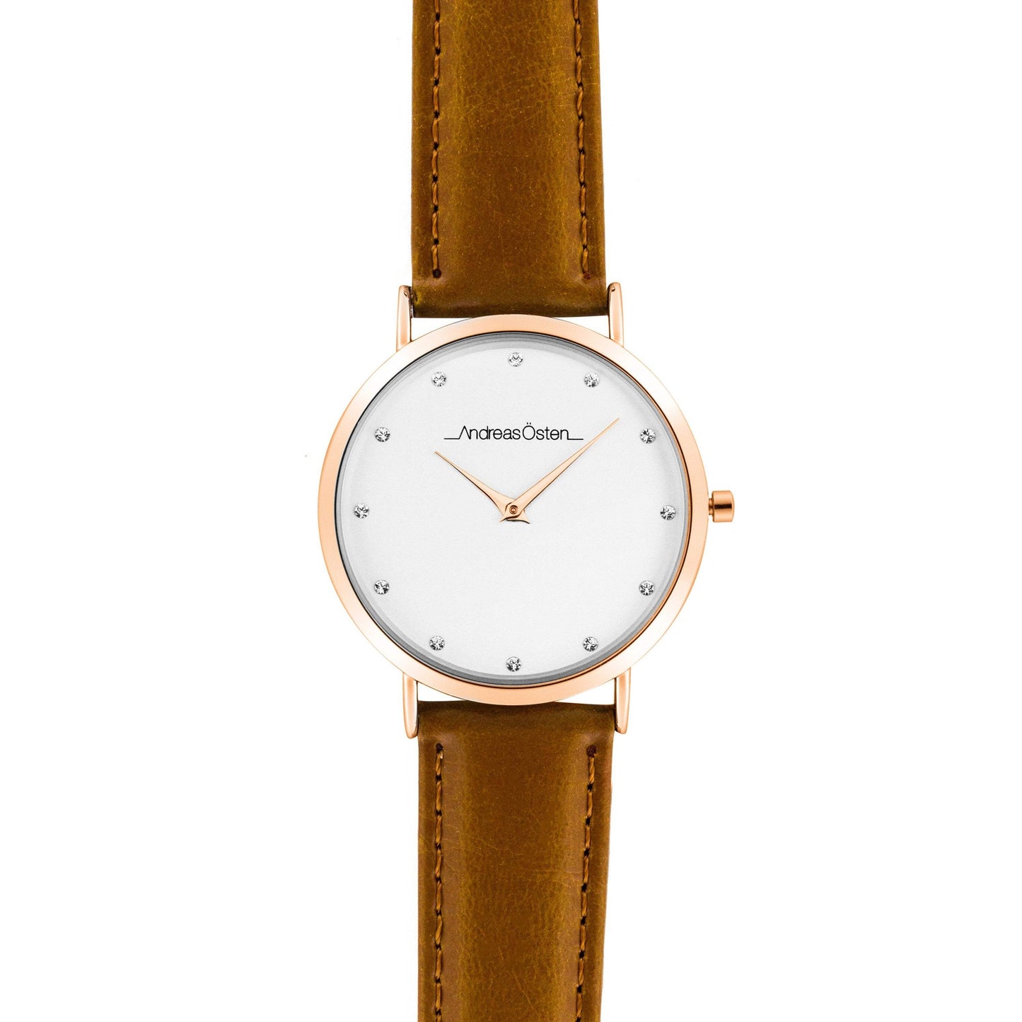 AO-18 Klassisk - Silver/Brown Leather Strap Watch by Andreas Osten for Women - 1 Pc Watch