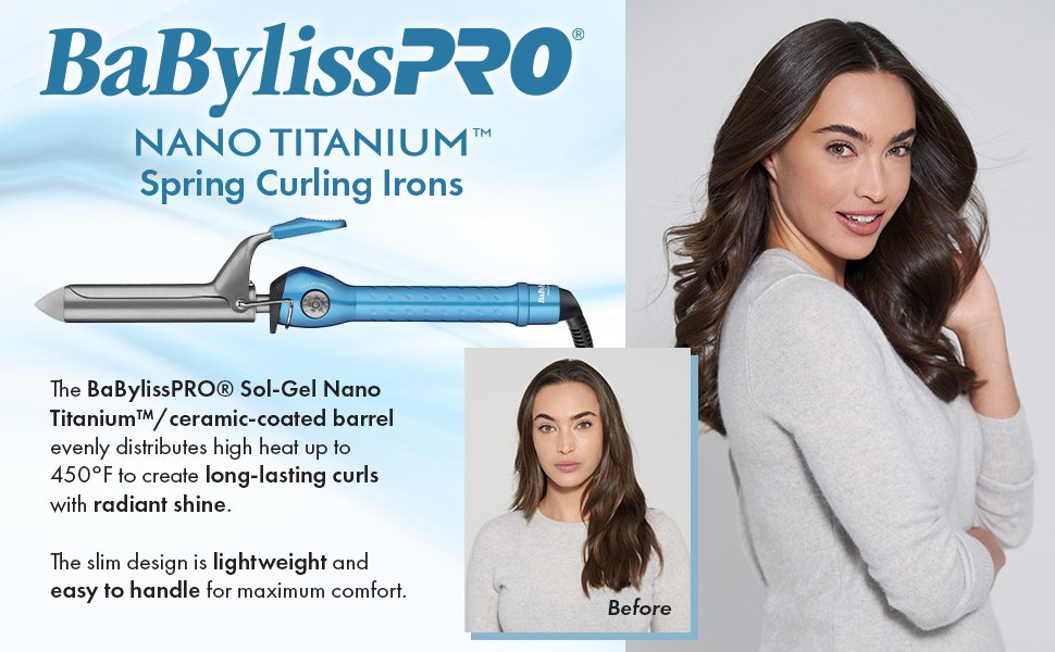BaBylissPRO Nano Titanium 1-1/4" Spring Curling Iron