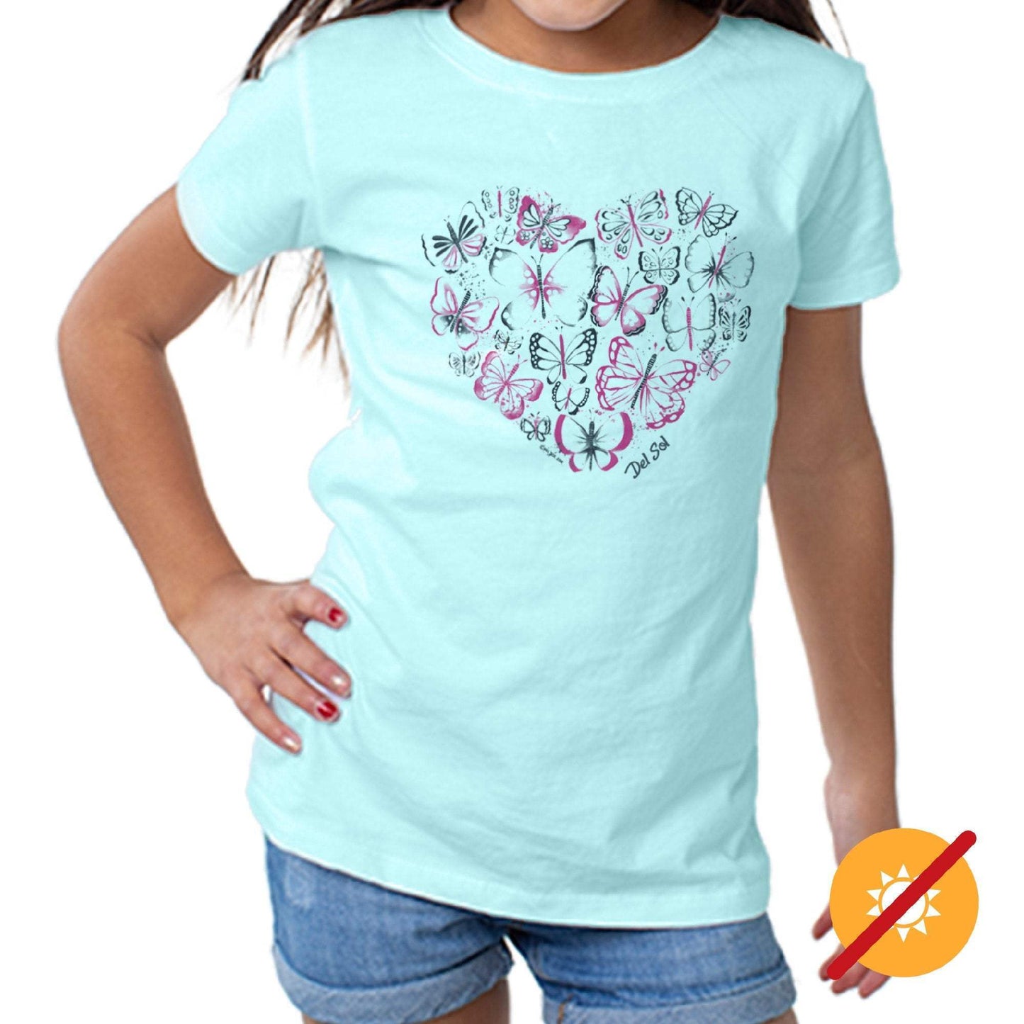 Girls Crew Tee - Heart Butterfly - Chill by DelSol for Women - 1 Pc T-Shirt (2T)