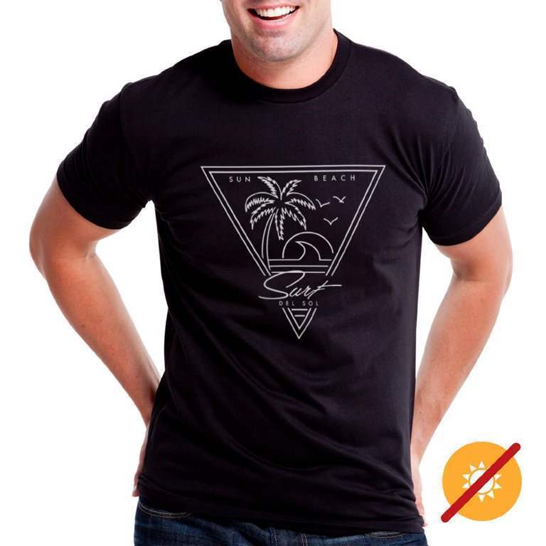 Men Crew Tee - Surf Sun Beach - Black by DelSol for Men - 1 Pc T-Shirt (YS)