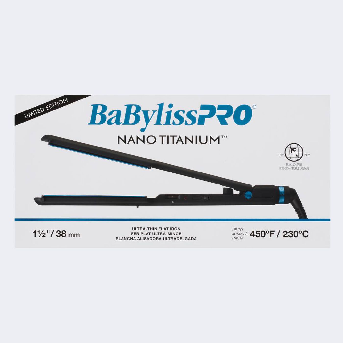 BaBylissPRO® Nano Titanium™ Limited Edition Black & Blue 1½" Ultra-Thin Flat Iron