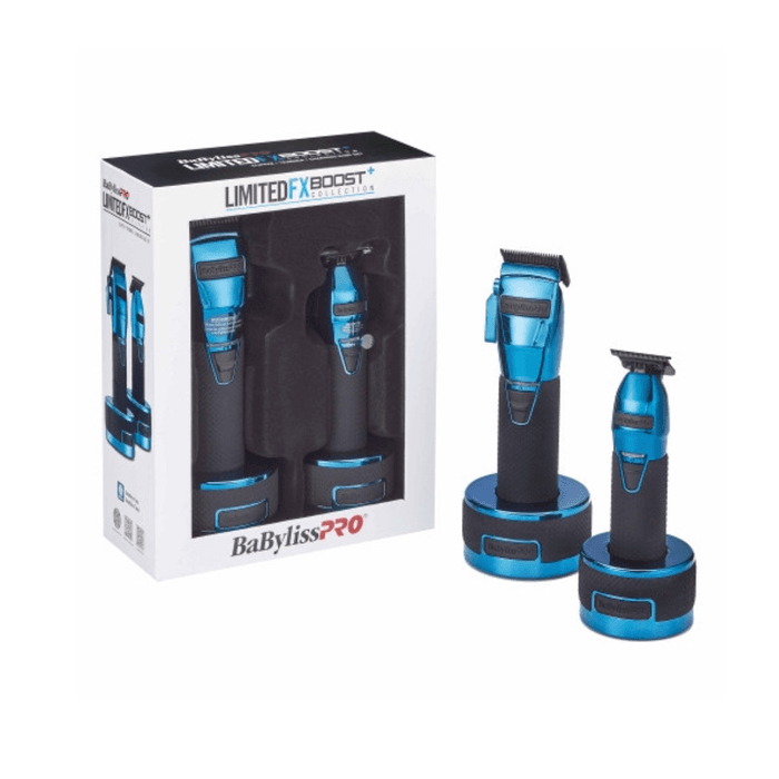 BaBylissPRO Boost FX Limited Edition Blue Clipper, Trimmer & Charging Bases
