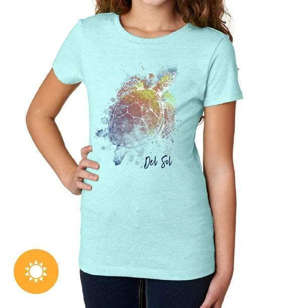 Kids Crew Tee - Turtle Splash - Ice Blue by DelSol for Kids - 1 Pc T-Shirt (YM)