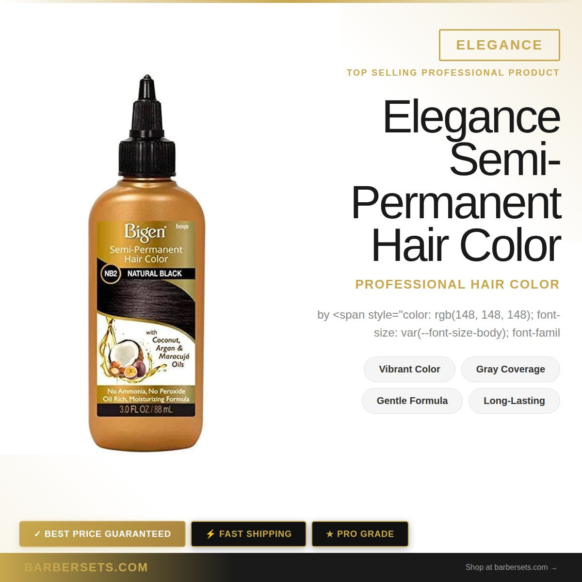 Elegance Semi-Permanent Hair Color "Black" 120ml