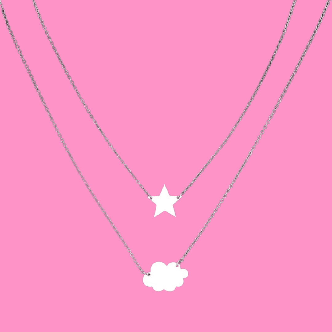 Star, Cloud Necklace - Silver