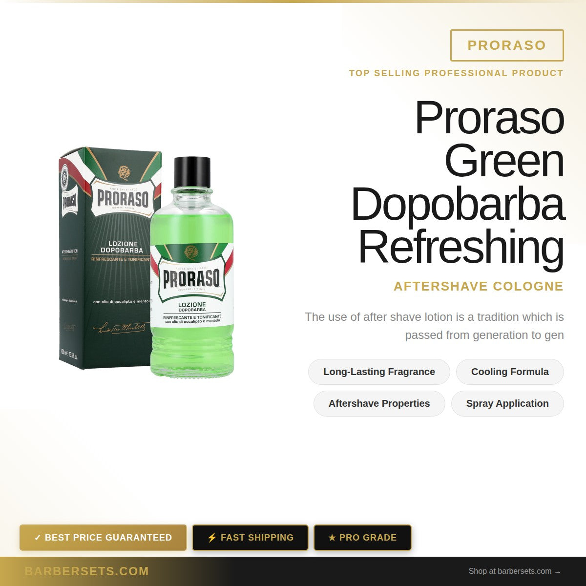 Proraso Green Dopobarba Refreshing Aftershave Lotion 400 ml