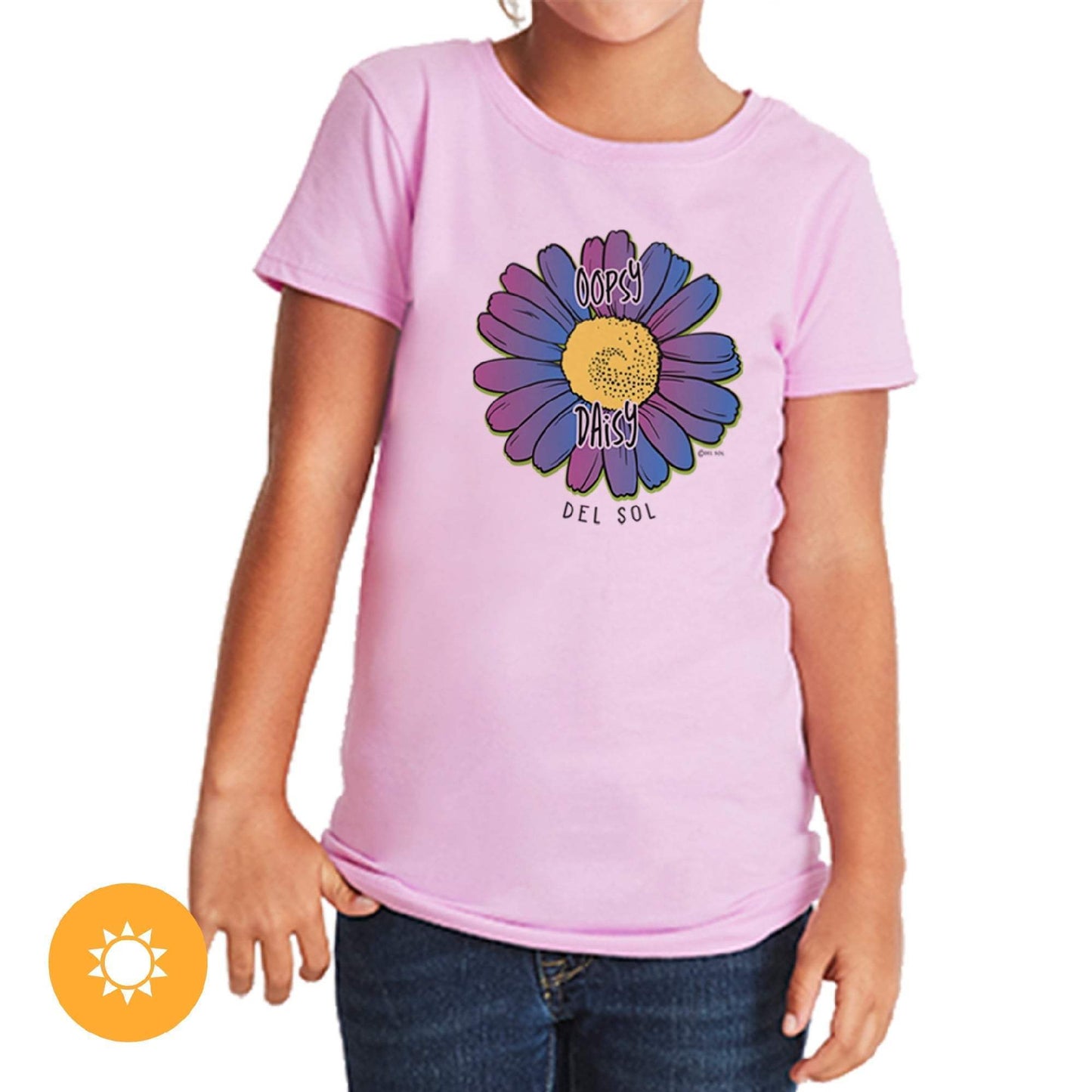 Girls Crew Tee - Oopsy Daisy - Lilac by DelSol for Women - 1 Pc T-Shirt (YL)