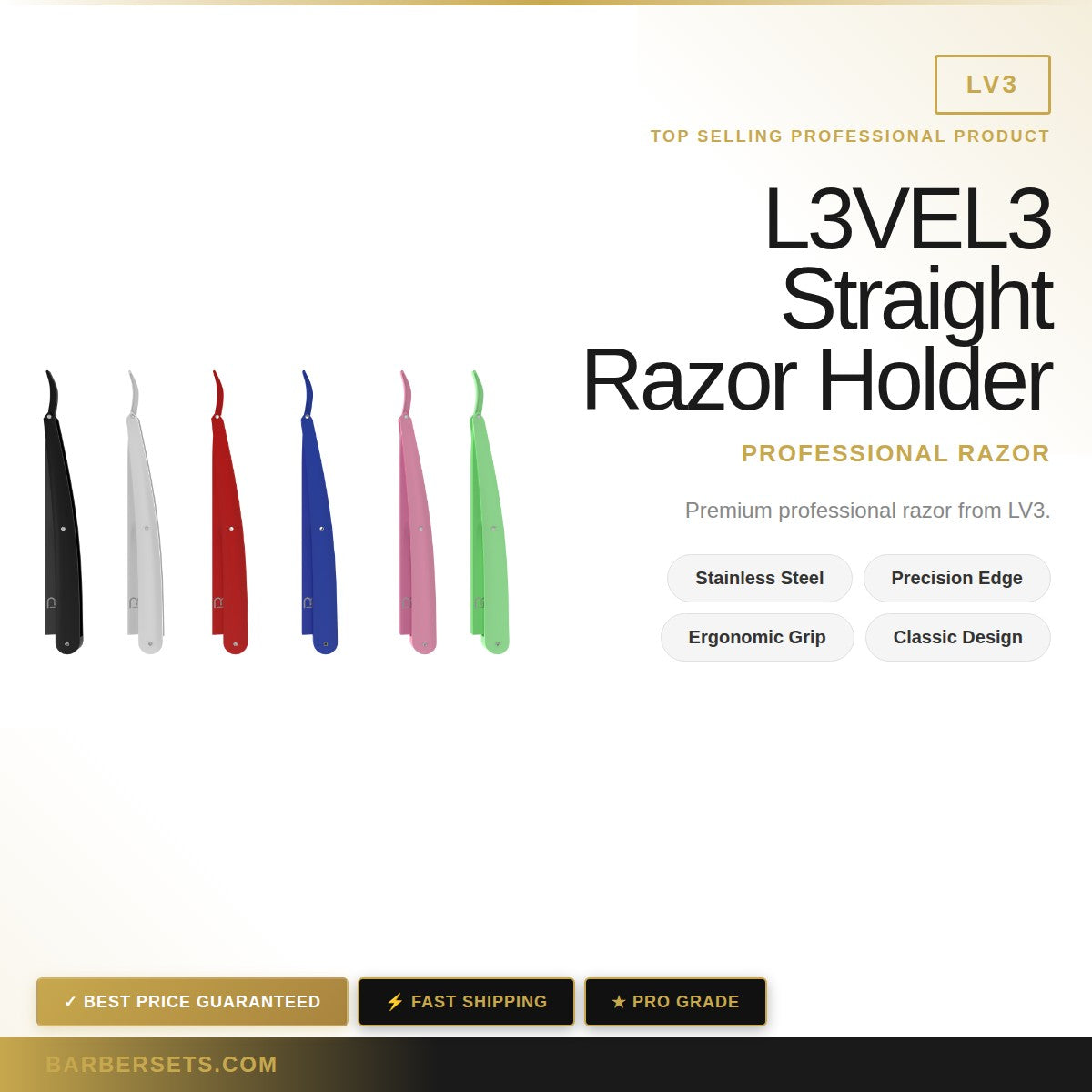 LV3 L3VEL3 Straight Razor Holder Yellow Yellow