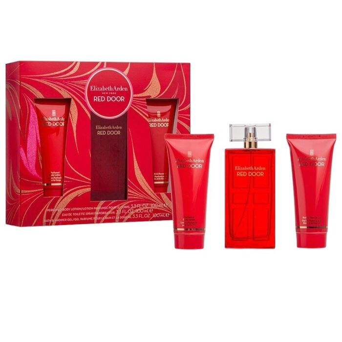 Red Door by Elizabeth Arden for Women - 3 Pc Gift Set 3.3oz EDT Spray, 3.3oz Body Lotion, 3.3oz Bath & Shower Gel
