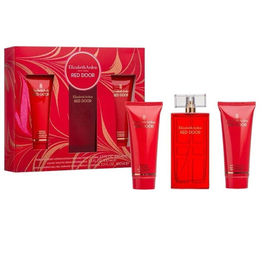 Red Door by Elizabeth Arden for Women - 3 Pc Gift Set 3.3oz EDT Spray, 3.3oz Body Lotion, 3.3oz Bath & Shower Gel