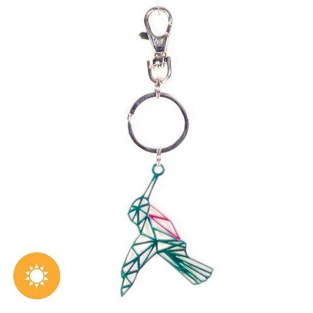 Color-Changing Key Chain Metal Hummingbird - Green by DelSol for Women - 1 Pc Keychain
