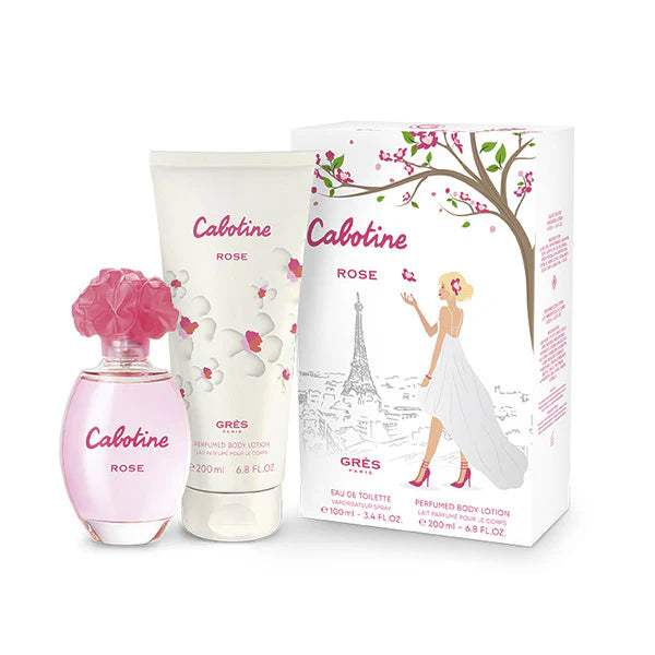 Cabotine Rose by Parfums Gres for Women - 2 Pc Gift Set 3.4oz EDT Spray, 6.76oz Perfumed Body Lotion