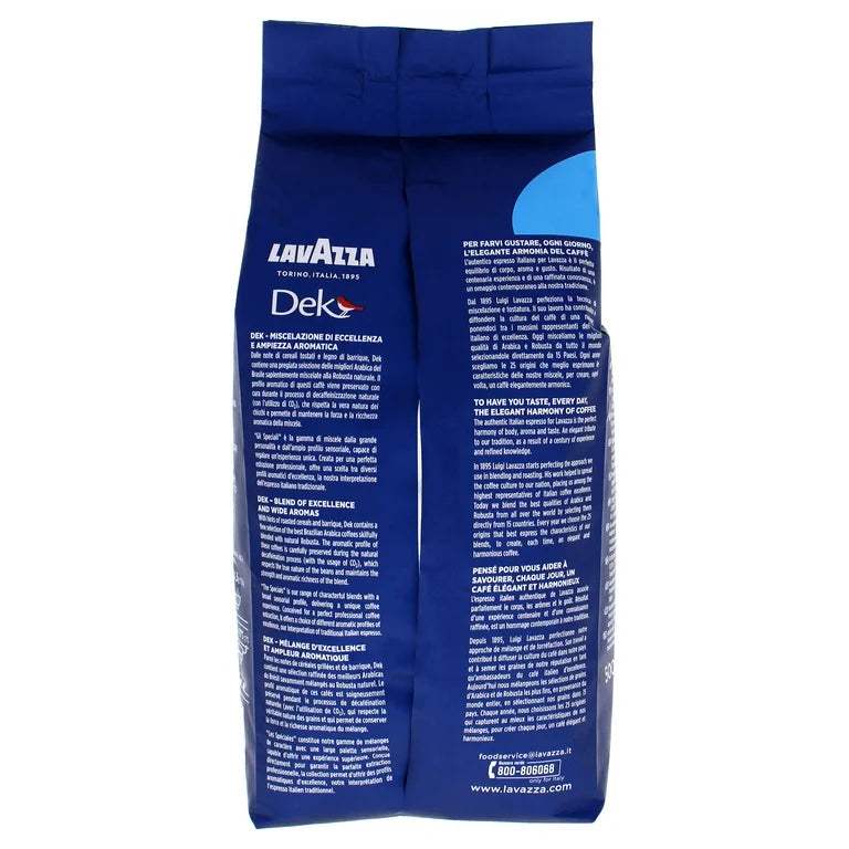 Dek Espresso Decaffeinated Roast Whole Bean Coffee by Lavazza for Unisex - 17.6 oz Coffee