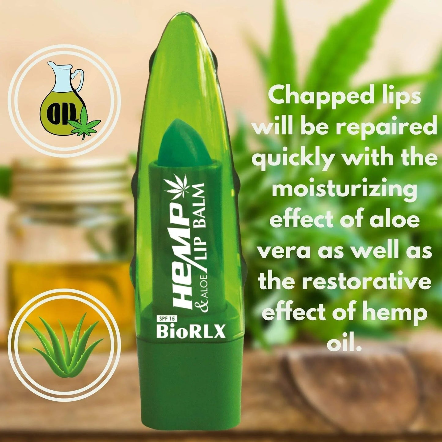 BioRLX Aloe Vera Hemp Oil Color Free Paraben Free Lip Balm