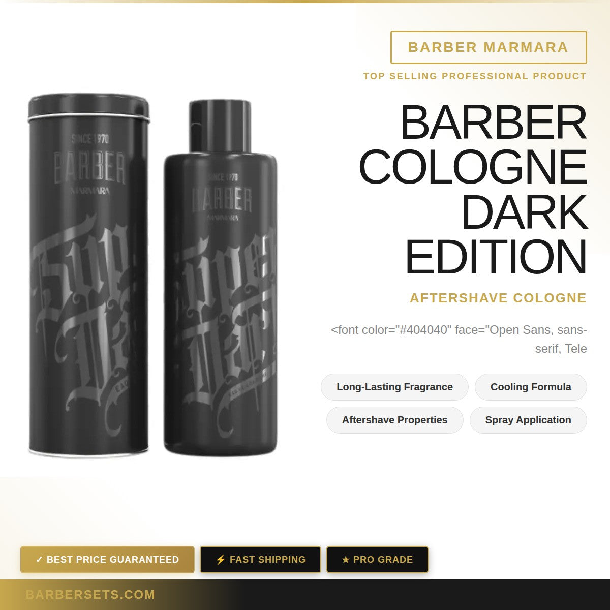 BARBER MARMARA BARBER COLOGNE 500 ML DARK EDITION & Blade disposal container