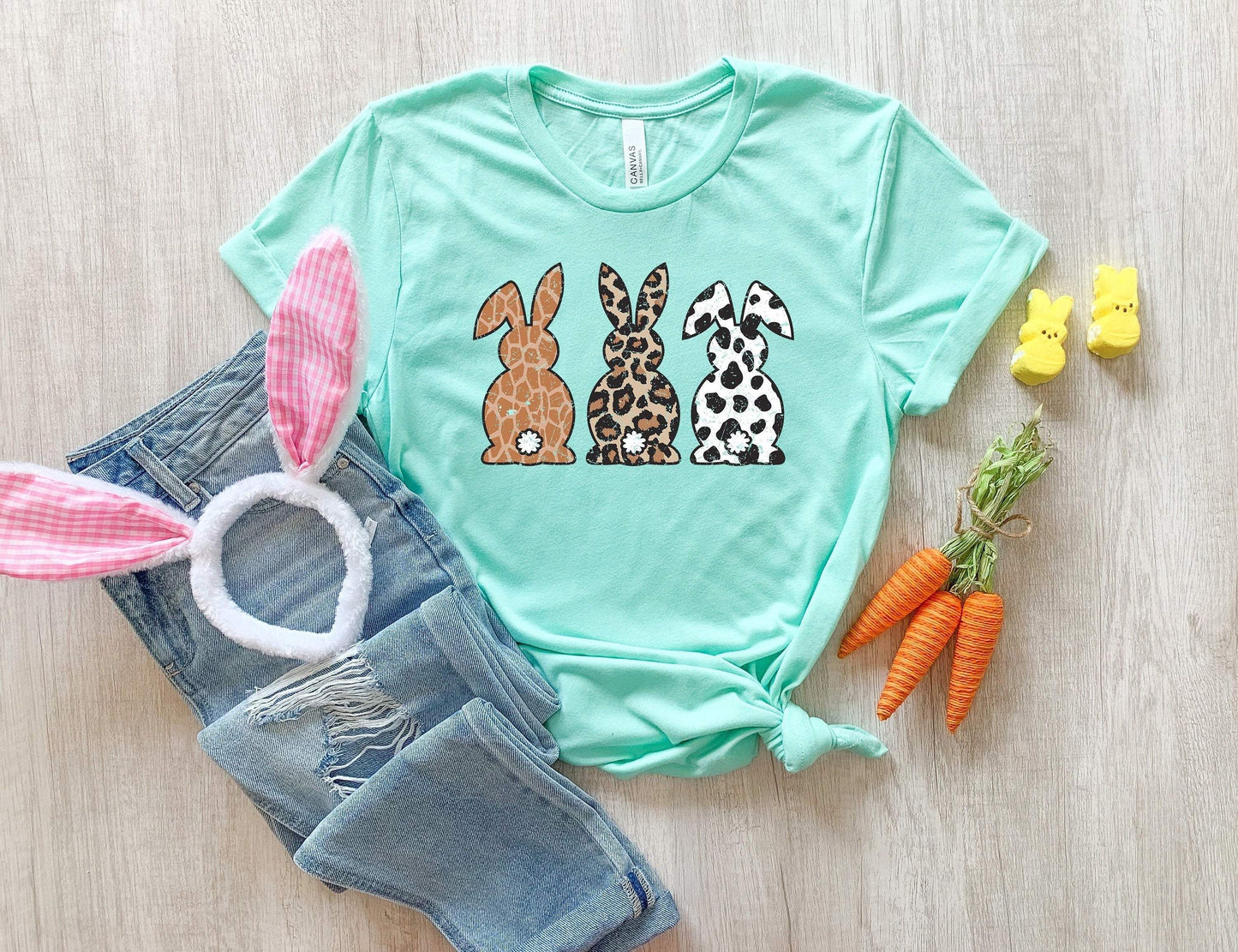 Leopard Bunnies shirt 100% Cotton T-shirt High Quality