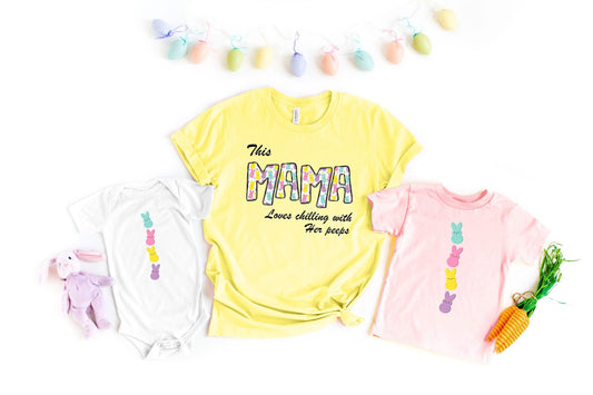 This Mama Loves Chilling With Her Peeps shirt 100% Cotton T-shirt High Quality