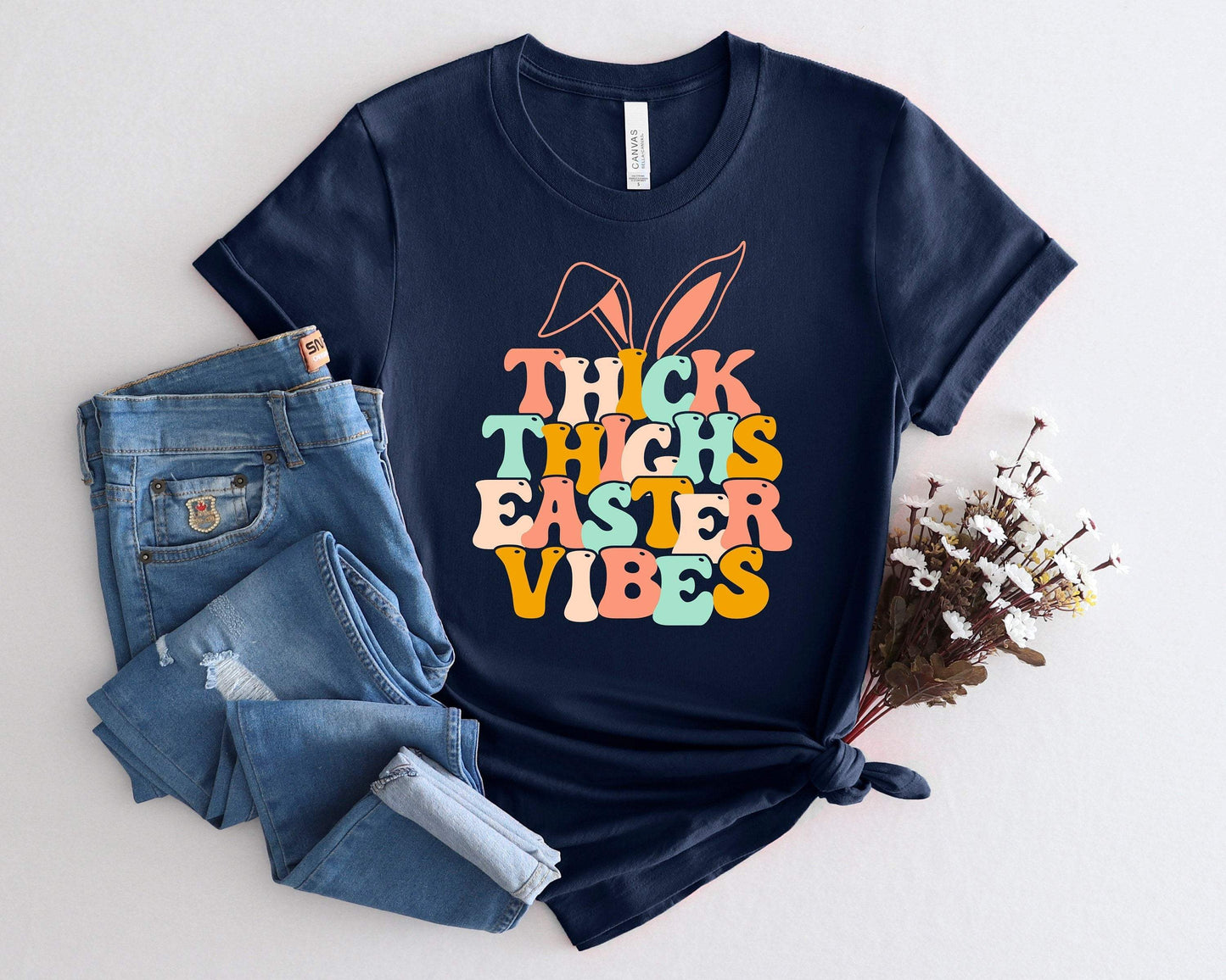 Thick Thighs Easter Vibes shirt 100% Cotton T-shirt High Quality