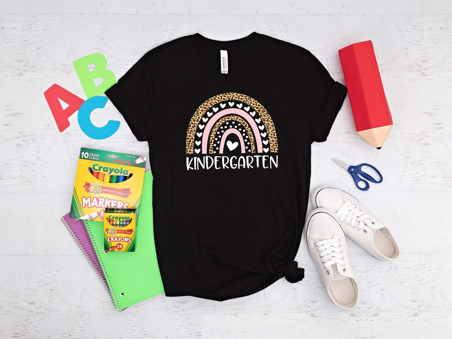 Kindergarten Leopard Rainbow shirt 100% Cotton T-shirt High Quality