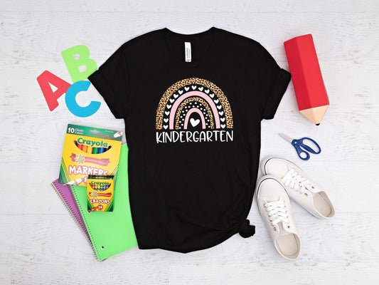 Kindergarten Leopard Rainbow shirt 100% Cotton T-shirt High Quality