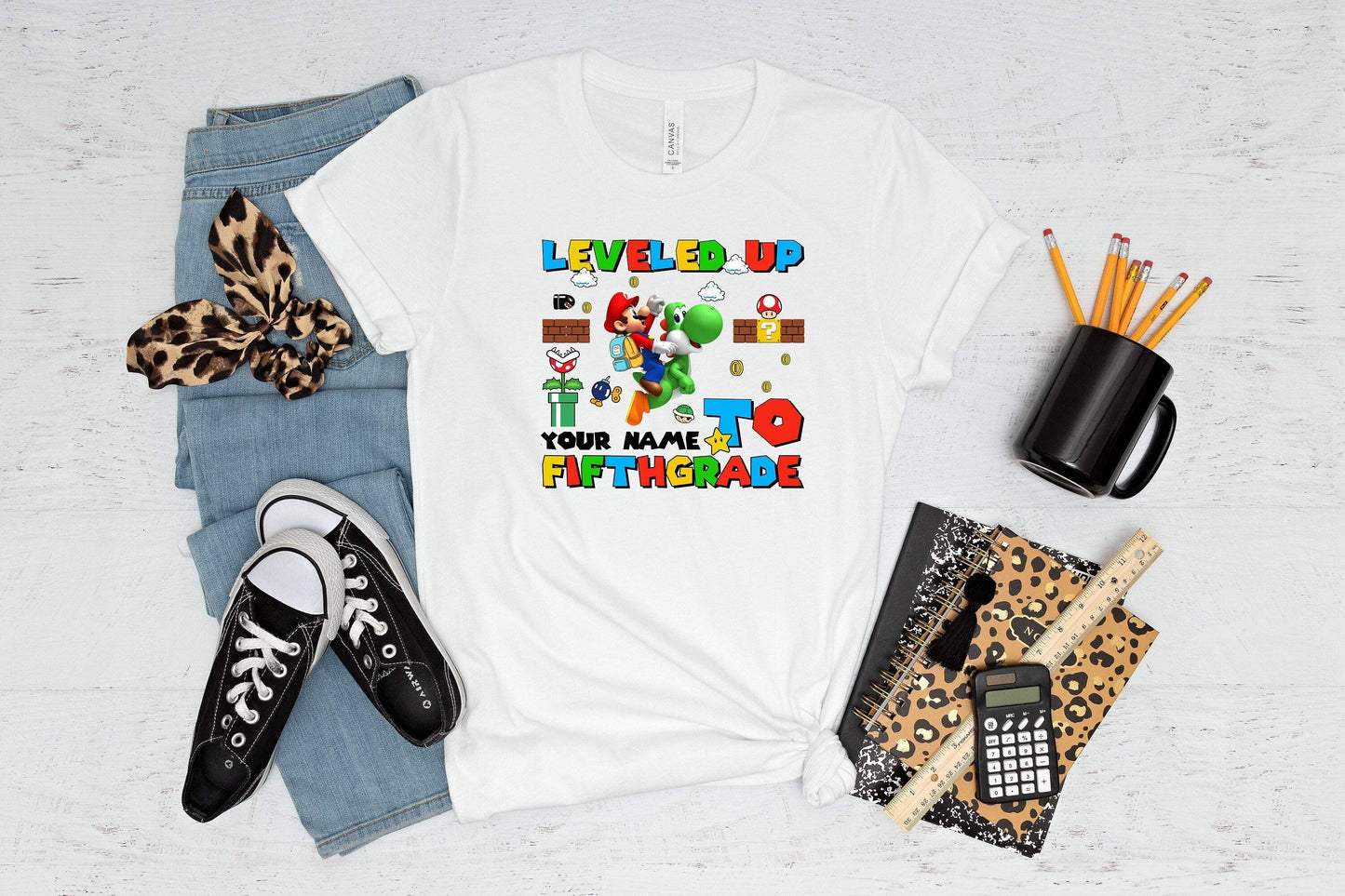 Leveled Up To Fifth Grade shirt 100% Cotton T-shirt High Quality