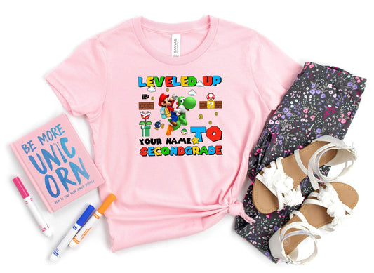 Leveled Up To Second Grade shirt 100% Cotton T-shirt High Quality