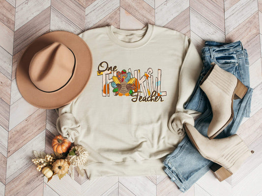 One Thankful Teacher shirt 100% Cotton T-shirt High Quality