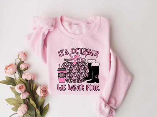 It's October We Wear Pink shirt 100% Cotton T-shirt High Quality