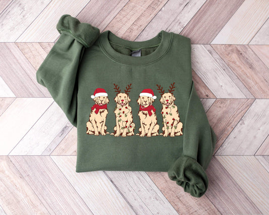 Dogs Christmas Lights shirt 100% Cotton T-shirt High Quality