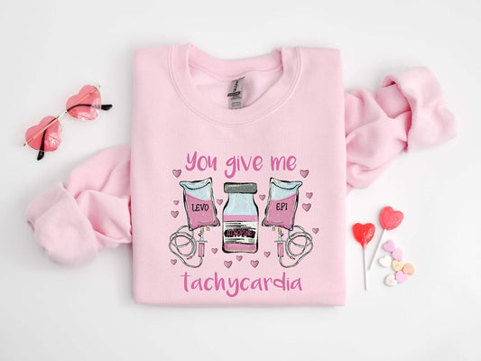 You Give Me Tachycardia, Nurse Valentine's Day shirt 100% Cotton T-shirt High Quality